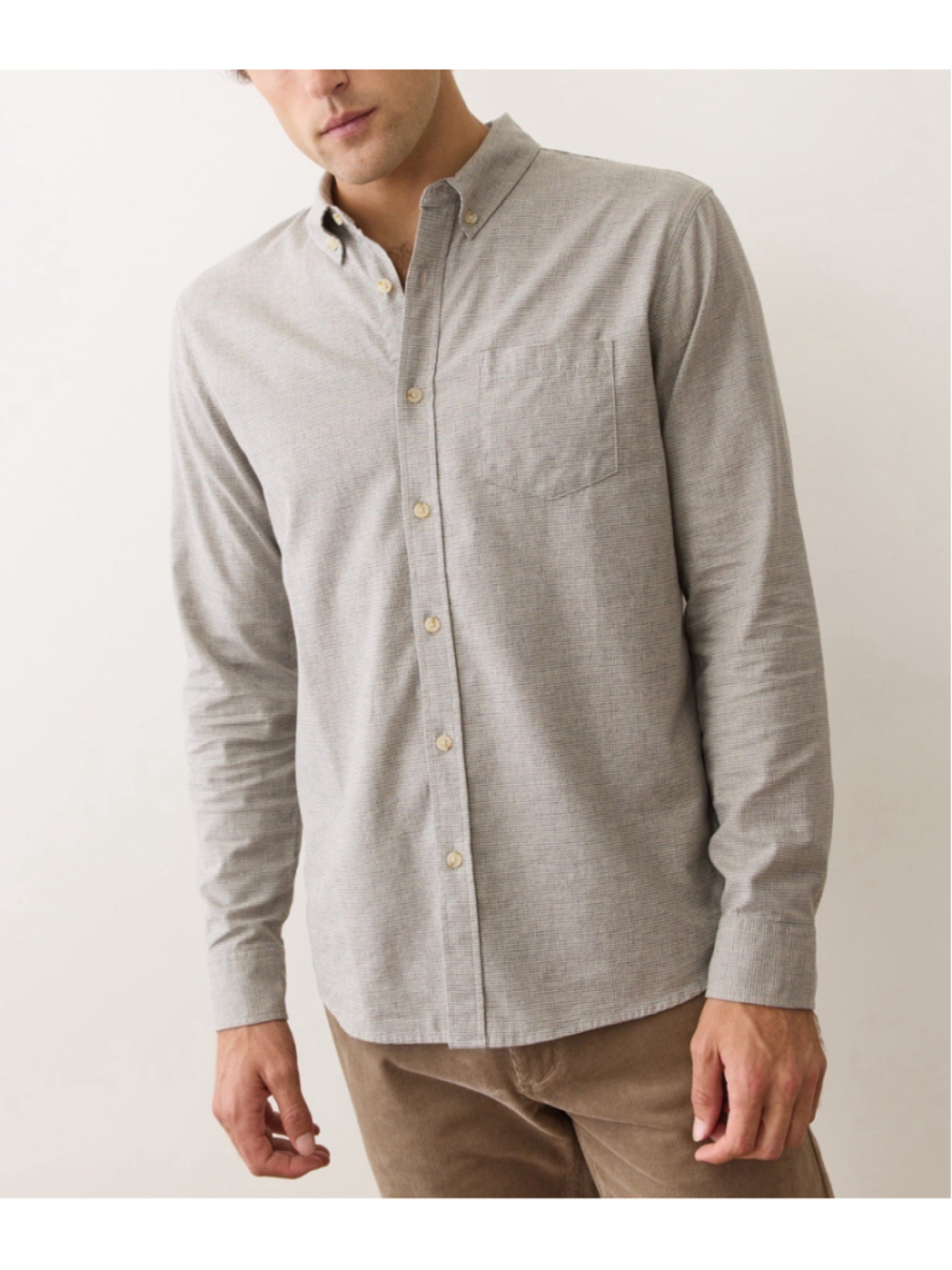 Marine Layer California Oxford Soft Gray Micro Check Button Down Large 2025